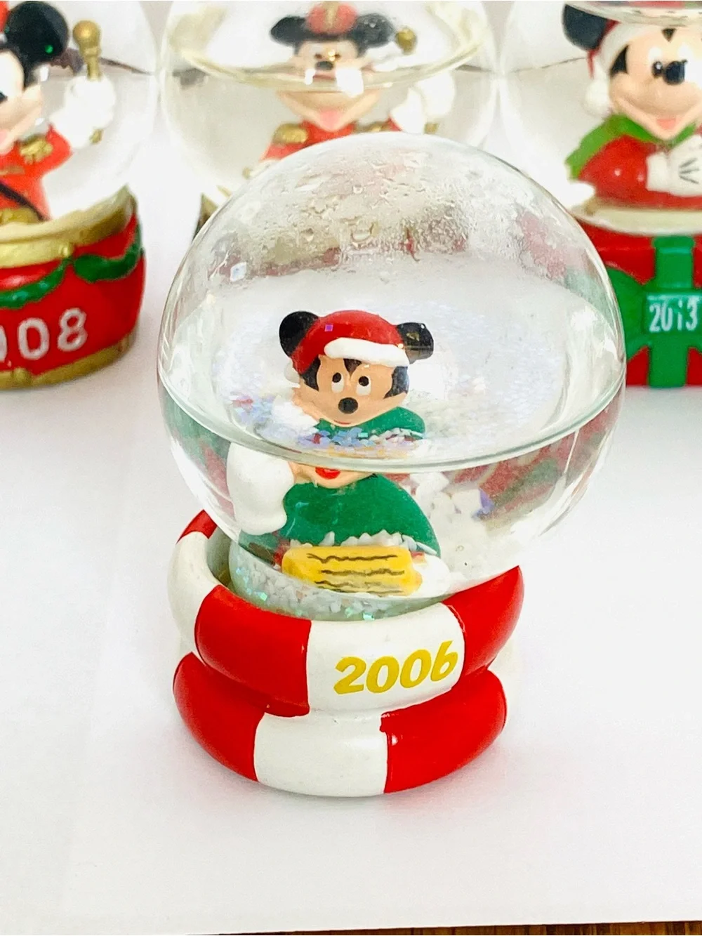 Disney Christmas Mini Snow Globes Lot(8) 2 Have Low Water JC Penny Read 2.5in